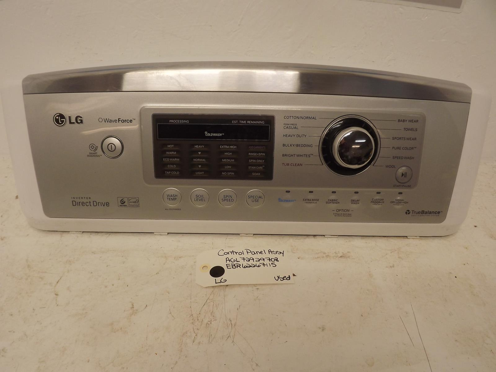 LG Washer AGL72929708 EBR62267115 Control Panel Assy Used LG Washer AGL72929708 EBR62267115 Control Panel Assy Used